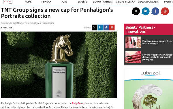 TNT Group signs a new cap for Penhaligon’s Portraits collectionNews